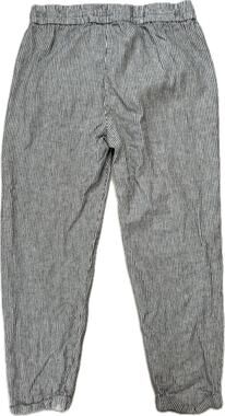 J.CREW Striped Linen Cotton Drawstring Pant in Black Cream Size 6 Womens #AP248